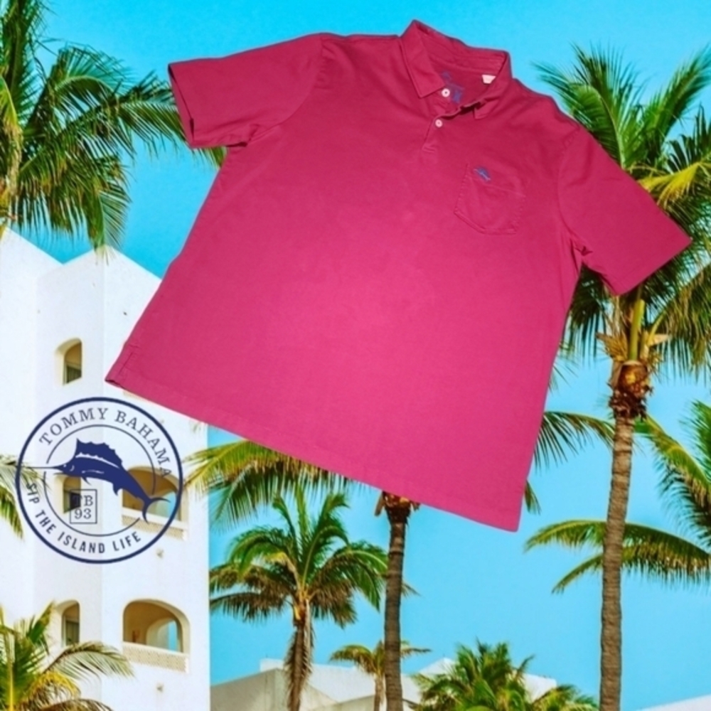 Tommy Bahama Relax Polo Shirt Mens‎ Pima Cotton Short Sleeve Pink L